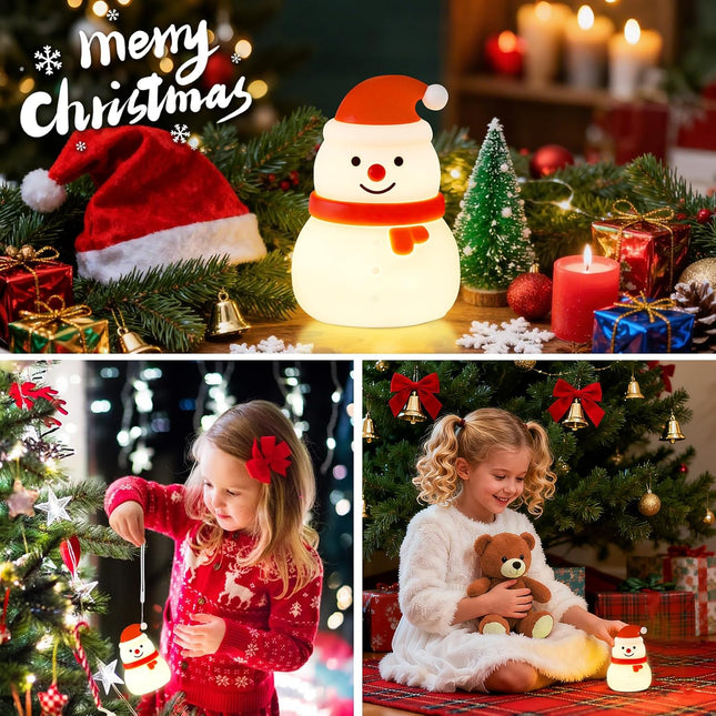 Christmas Snowman Night Light – RGB Modes, Dimmable Nursery & Breastfeeding Nightlight, Hangable