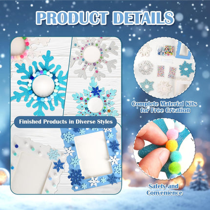 28 PCS DIY Snowflake Picture Frame Kit – Xmas Tree & Holiday Crafts for Kids
