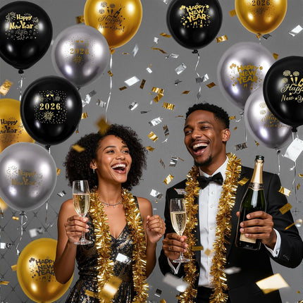 50-Pc 2026 New Year Balloons – Latex Balloons for NYE Party Garland & Arch