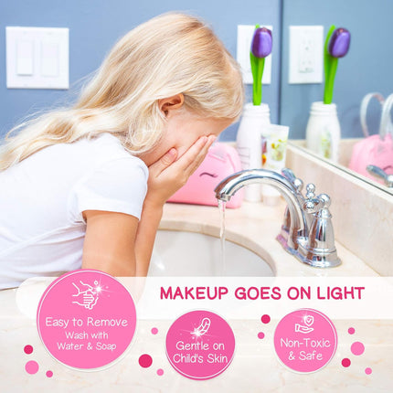 Kids Real Makeup Kit Pink Unicorn Purse Non Toxic Washable Girls Gift