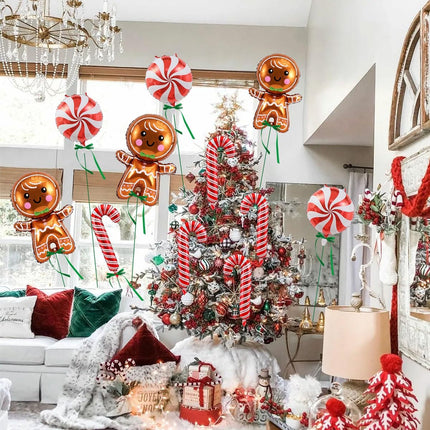 11PCS Gingerbread Foil Balloons – 32" Christmas & Holiday Party Decorations