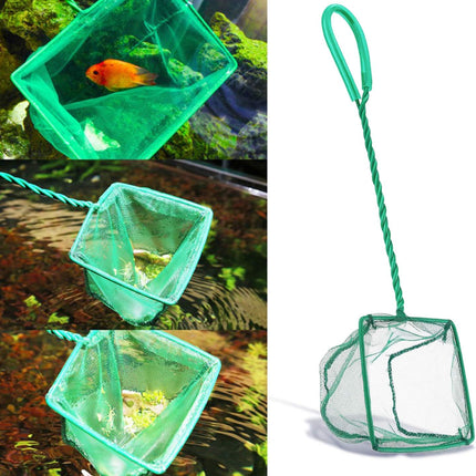 4-Inch Aquarium Fish Net, Small Mesh Fish Catch Net with Plastic Handle, Green