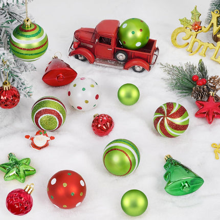 30PCS Red and Green Christmas Ball Ornaments, Holiday Tree Decorations
