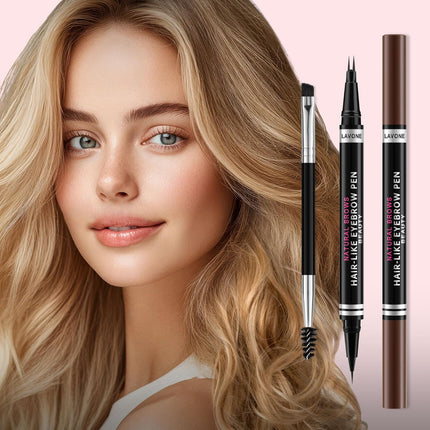 Eyebrow Pencil for Women – 2-in-1 Waterproof, Microblading & Brush, Dark Brown