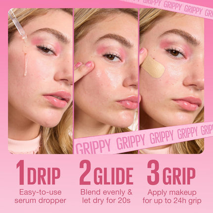 Grippy Serum Primer with 2% Niacinamide, Hydrating Makeup Primer, 24HR Wear, Clear