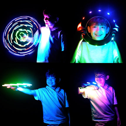 LED Flying Ring Light Up Waterproof Soft Toss Toy Pool Beach Camping Game