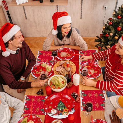 Christmas Party Dinnerware Set – Plates, Napkins & Forks for 20 Guests