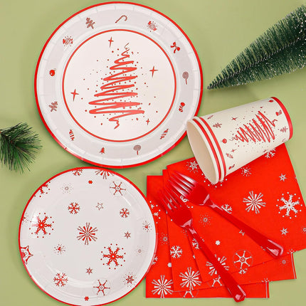 Merry Christmas Party Plates and Napkins Disposable Holiday Tableware