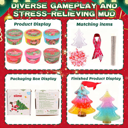 Christmas Tree 6-Pack Mini Crystal Slime Set | DIY Spells Gift for Kids & Teens