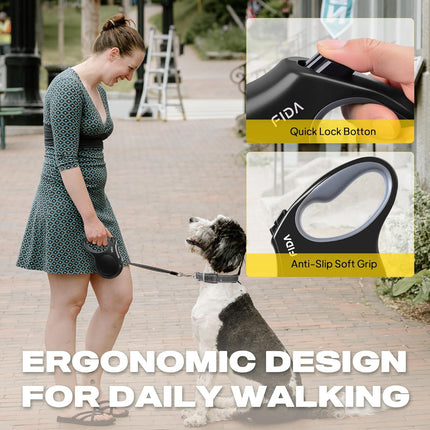 Retractable Dog Leash, 16ft – Tangle-Free, for Small Dogs up to 26 lbs, Black