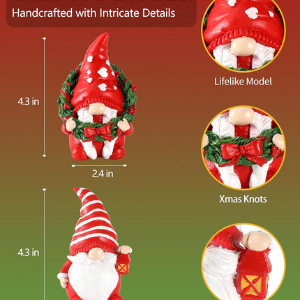 2PCS Resin Gnome Christmas Decorations, 4.3'' Table Ornaments for Holiday Decor