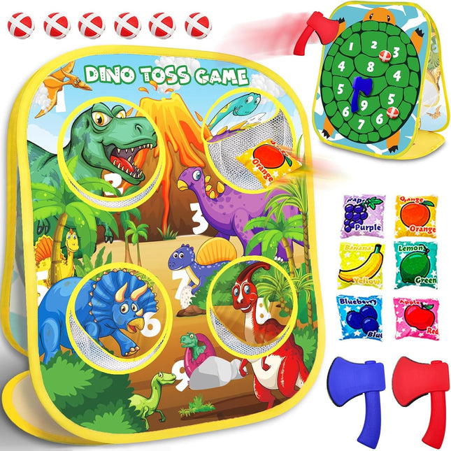 Dinosaur Bean Bag Toss Set Indoor Outdoor Family Game for Kids Ages 3-5