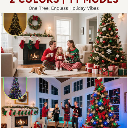 Prelit Christmas Tree 7.5ft – 550 LEDs, 1450 Tips, Remote, Hinged Metal Frame