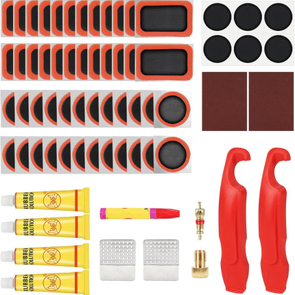 80PCS Bike Tire Repair Kit, Self-Adhesive Patches with Storage Box & Valve Converter