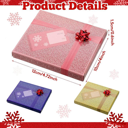 18 Pcs Christmas Gift Card Holder Boxes – Glitter Boxes with Red Wrapping Bow