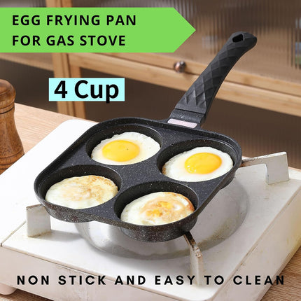4-Cup Nonstick Egg Frying Pan, 4-Hole Omelette Skillet for Gas & Induction