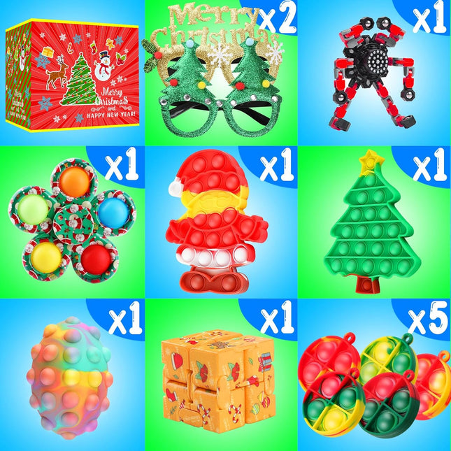 120-Pack Christmas Fidget Toys – Mini Push Bubble Pops, Keychains & Bulk Party Favors for All Ages
