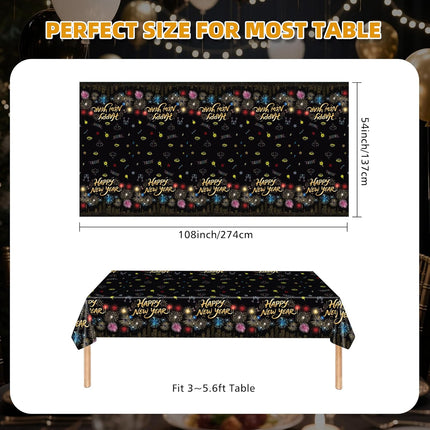 New Year 2026 Tablecloths 3 Pack Fireworks Plastic Party Decorations 54x108