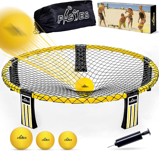 Roundnet Game Set with 3 Balls, Net and Carry Bag for Adults, Kids and Family Fun