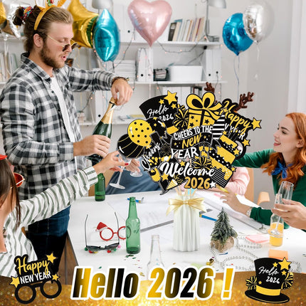 24-Piece 2026 NYE Table Decorations – Hello 2026 Party Centerpieces