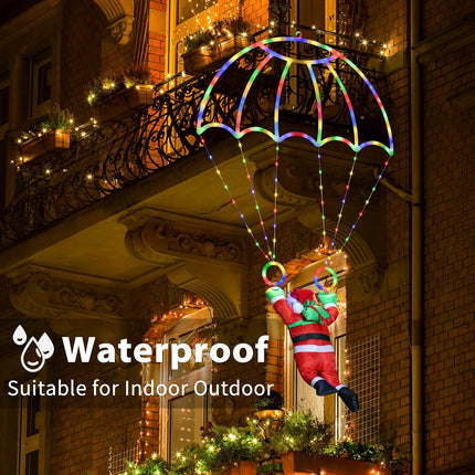 Waterproof 2.8FT Parachute Christmas Lights with Santa Claus, 8 Modes