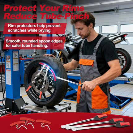 38PCS Tire Spoons Tool Set, 14.5 & 11.5in Tire Irons with Rim Protectors & Tools