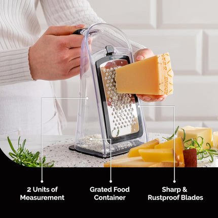 Cheese Grater & Garlic Crusher with 3 Stainless Steel Blades – Kitchen Tool
