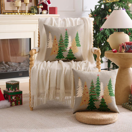 2-Pack 18x18" Gray Christmas Pillow Covers – Holiday Decor for Sofa & Bed
