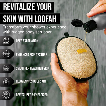 2PCS Natural Loofah Body Scrubber, Shower Sponge Exfoliator for Bath & Hygiene