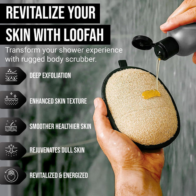2PCS Natural Loofah Body Scrubber, Shower Sponge Exfoliator for Bath & Hygiene