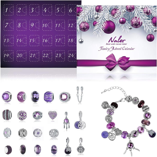 Jewelry Advent Calendar 2025, DIY Bracelet & Necklace Jewelry Making Kit for Christmas