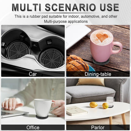 4PCS Spider Web Car Coasters – Non-Slip Silicone Insert for Halloween Cup Holders