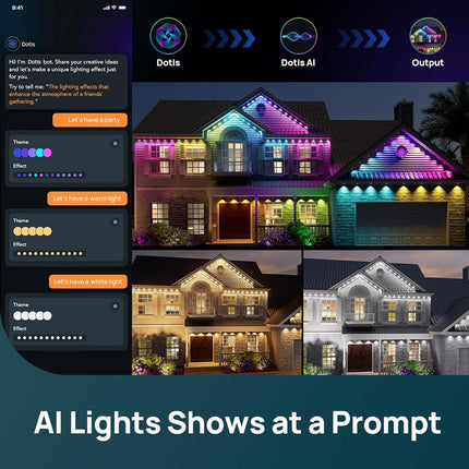 Smart AI HP5 Outdoor Lights 100ft – RGBTW, IP67, 85 Holiday Modes, Alexa Compatible