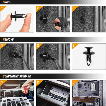 240PCS Bumper Retainer Clips – Auto Push Rivets Set for GM, Ford, Toyota, Honda