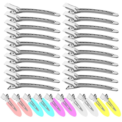 30PCS Metal Alligator Hair Clips, Duckbill Salon Styling Clips, Heavy-Duty Silver Hair Pins