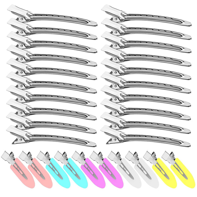 30PCS Metal Alligator Hair Clips, Duckbill Salon Styling Clips, Heavy-Duty Silver Hair Pins