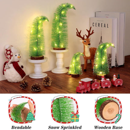 4PCS Mini Christmas Trees – Grinch Bottle Brush Tabletop Holiday Decor