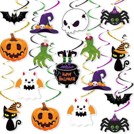 24-Piece Halloween Hanging Decorations, Spooky Ceiling Swirls & Cutouts Party Decor