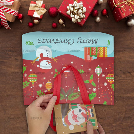 8PCS Xmas Gift Tote Bags – Non-Woven Bags for Wrapping & Holiday Gifts
