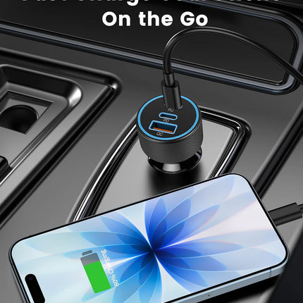 67W USB-C Car Charger – 3-Port Fast Charging Adapter for iPhone & Android