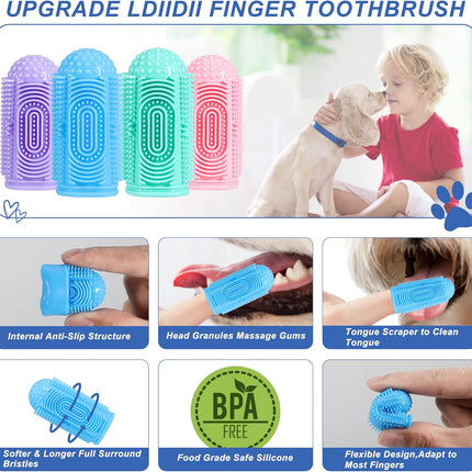 4-Pack Dog Toothbrush Kit – Finger & Regular Brushes for Teeth Cleaning & Dental Care