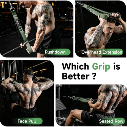 3 Grip Length Tricep Rope Cable Attachment with Ergonomic Handles for Gym