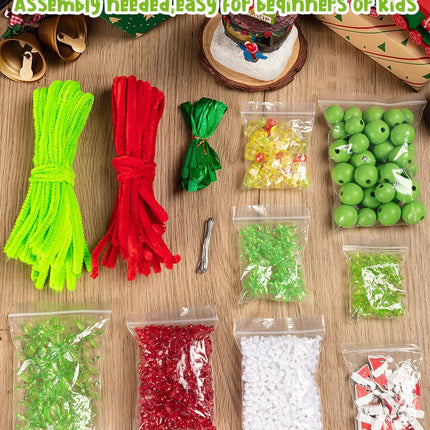 40PCS Christmas Beaded Ornament Kit – DIY Trees, Candy Canes & Calabashes