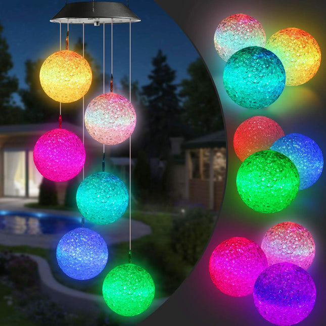 Solar Wind Chime – Color Changing LED Ball, Waterproof Outdoor Decor