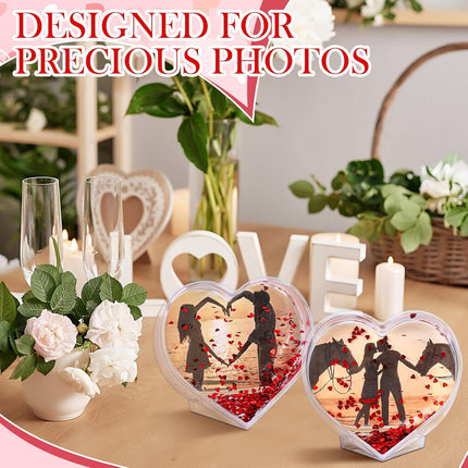 Christmas Glitter Photo Frame – Heart Acrylic Liquid Snow Globe 3.74x3.54"