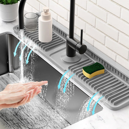Kitchen Sink Splash Guard Mat – 24" Long, Self-Draining Behind Faucet