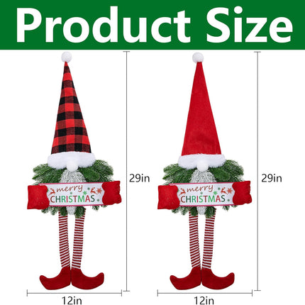 2PCS Hanging Gnome Wreaths – Artificial Pine Xmas Door & Wall Decor