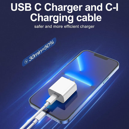2 Pack iPhone Fast Charger with Type C Wall Adapter & Long USB C Cable Set