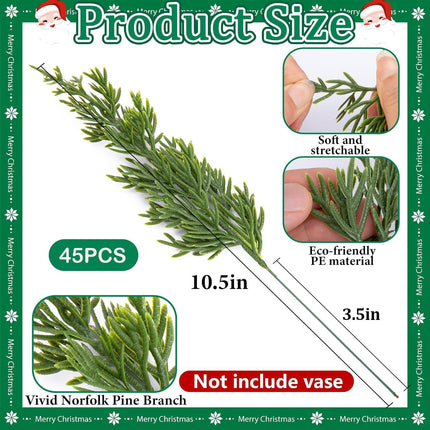 60PCS Christmas Pine Branches – 10.5" Faux Stems with Red Berries for DIY