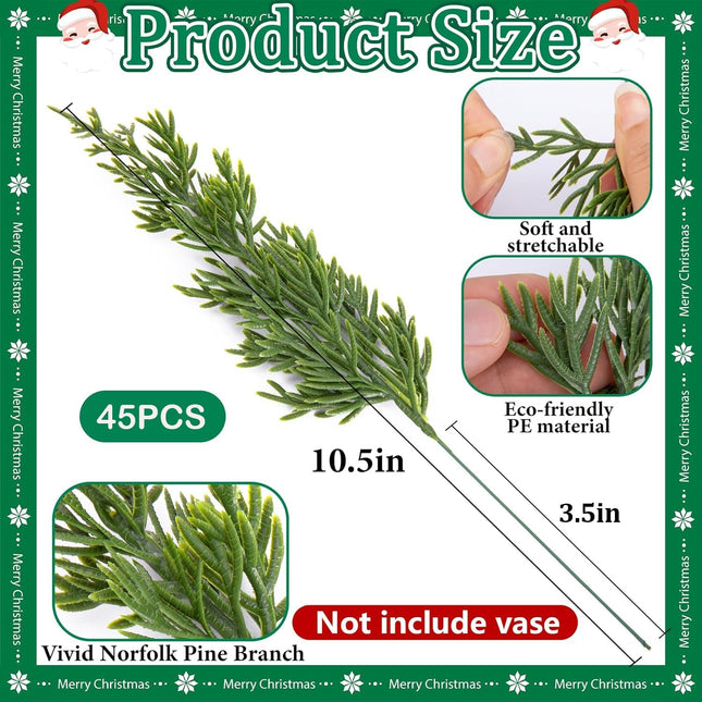 60PCS Christmas Pine Branches – 10.5" Faux Stems with Red Berries for DIY